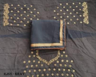 Gray Colour Georgette With  Readymade Lace Border Saree