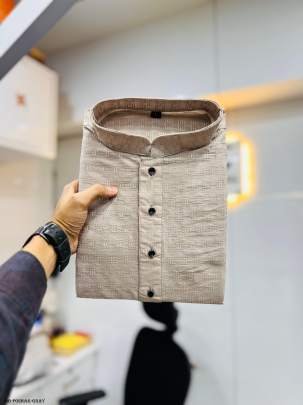 Gray Poshak Soft Jacquard Buti Men Kurta With Pajama