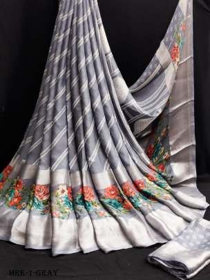 Gray Pure Moss Georgette Sarees