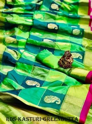 Green Butta Kasturi Banarasi Golden Zari Weaving Silk Saree