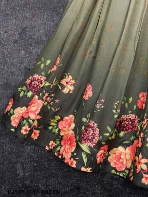 Green Color Floral Print Tussar Silk Lehenga Choli