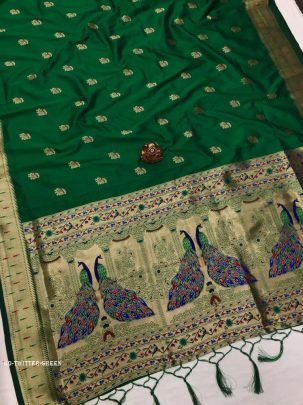 Green Designer Kanchipuram Paithani Silk Saree