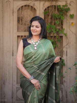 Green designer rich pallu with jacquard work cotton saree