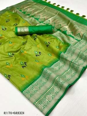 Green Exclusive Handloom Weaving Silk Saree With Contrast Pallu