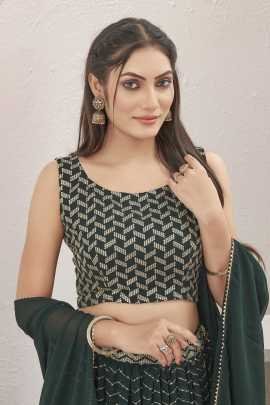 Green Georgette Readymade Lehenga Choli for Mehendi Function