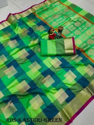 Green Kasturi Banarasi Golden Zari Weaving Silk Saree