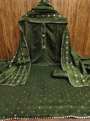 Green Model Chanderi Buti Dress Material
