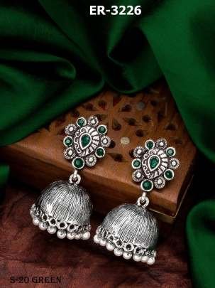 Green Oxidized Earrings Set
