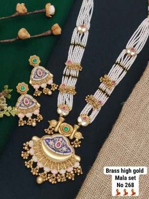 Green Pink Kundan Necklace And Earrings Set