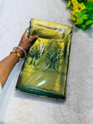 Green Pure Kanjivaram Silk Zari Border Saree