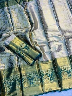 Green Pure Kanjivaram Silk Zari Border Saree