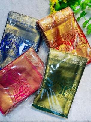 Green Pure Kanjivaram Silk Zari Border Saree