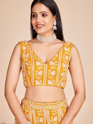 Green Semi Stitched Georgette Lehenga Choli