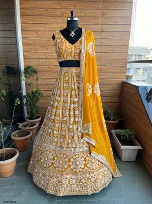 Green Semi Stitched Georgette Lehenga Choli