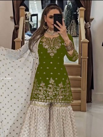 Green Sharara Suit Set for Women