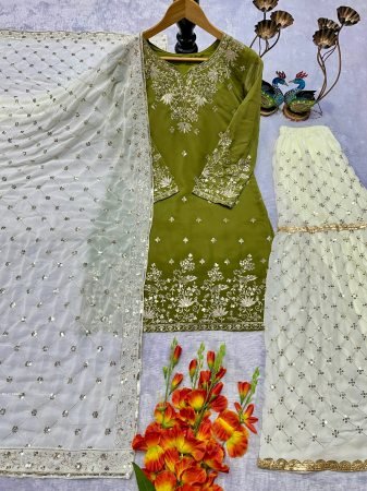 Green Sharara Suit Set for Women