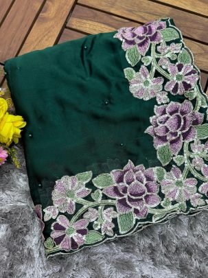Green Soft Rangoli Silk Embroidery Saree