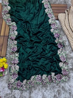 Green Soft Rangoli Silk Embroidery Saree