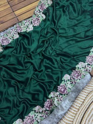 Green Soft Rangoli Silk Embroidery Saree