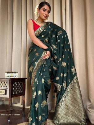 Green Tradition Ladies Banarasi Soft Silk Saree