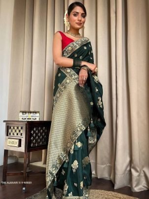 Green Tradition Ladies Banarasi Soft Silk Saree