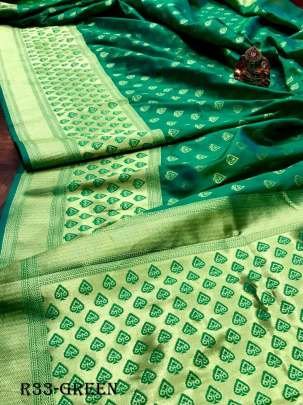Green Vani Butta Pure Banarasi Silk Saree