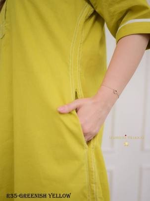 Greenish Yellow Stylish Mul Cotton Coord Set