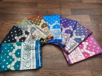 Grey And Mehendi Two Tone Rich Pallu Pure Banarasi Silk Saree