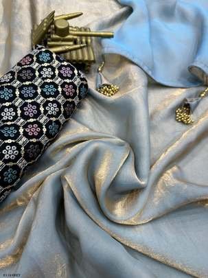 Grey New Collection Party Wear Pure Liquid Satin Saree