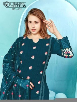 Halima 132 Color Series Designer Ready To Wear Geoegette Kurti Pant Set