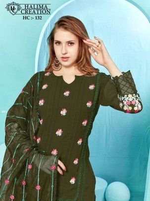 Halima 132 Color Series Designer Ready To Wear Geoegette Kurti Pant Set