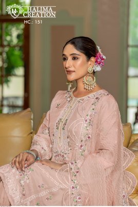 Halima Creation 151 Delightful Organza Kurti Set