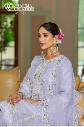 Halima Creation 151 Delightful Organza Kurti Set
