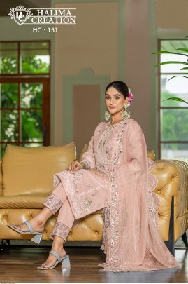 Halima Creation 151 Delightful Organza Kurti Set