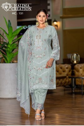 Halima Creation 151 Delightful Organza Kurti Set