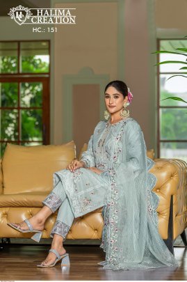 Halima Creation 151 Delightful Organza Kurti Set