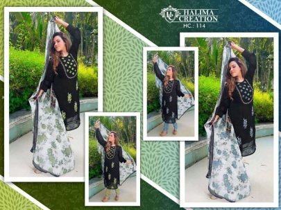 Halima Creation Hc 114 Pure Georgette Readymade Kurti Pant Set