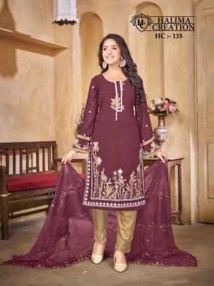 Halima Creation Hc 133 Amazing Fancy Stylish Kurti With Pant And Dupatta