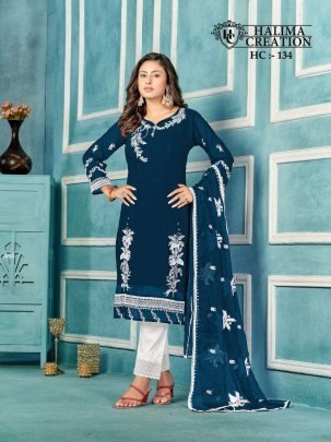 Halima Creation Hc 134 Elegant Faux Georgette Kurti Set