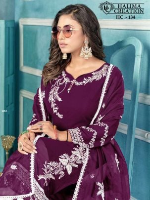 Halima Creation Hc 134 Elegant Faux Georgette Kurti Set