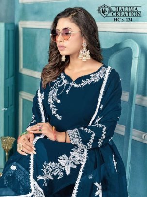 Halima Creation Hc 134 Elegant Faux Georgette Kurti Set