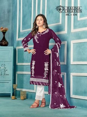 Halima Creation Hc 134 Elegant Faux Georgette Kurti Set