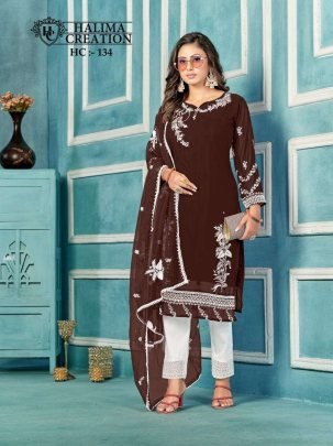 Halima Creation Hc 134 Elegant Faux Georgette Kurti Set