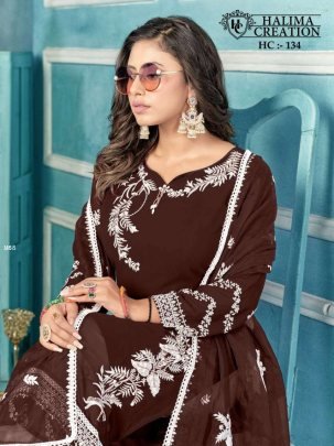 Halima Creation Hc 134 Elegant Faux Georgette Kurti Set