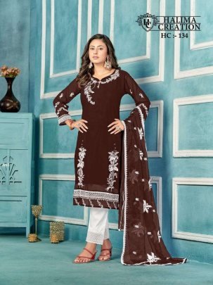 Halima Creation Hc 134 Elegant Faux Georgette Kurti Set