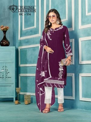 Halima Creation Hc 134 Elegant Faux Georgette Kurti Set
