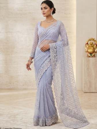 Hand Work Purple Colour Hand Work Saree