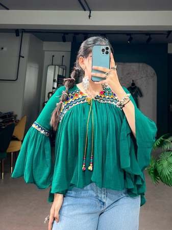 Handcrafted Mirror  Rama Colour Navratri Top