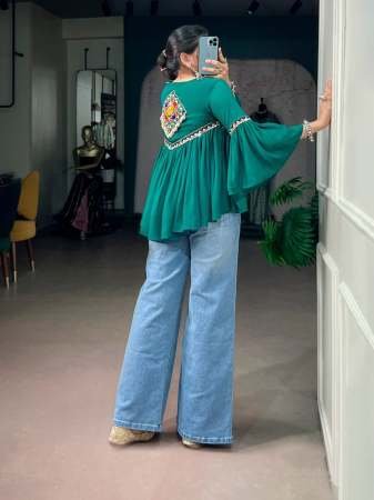 Handcrafted Mirror  Rama Colour Navratri Top