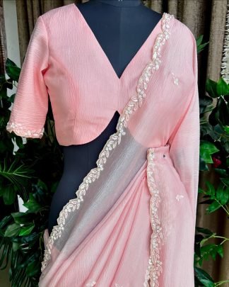 Handwork Pink Saree With Blouse
